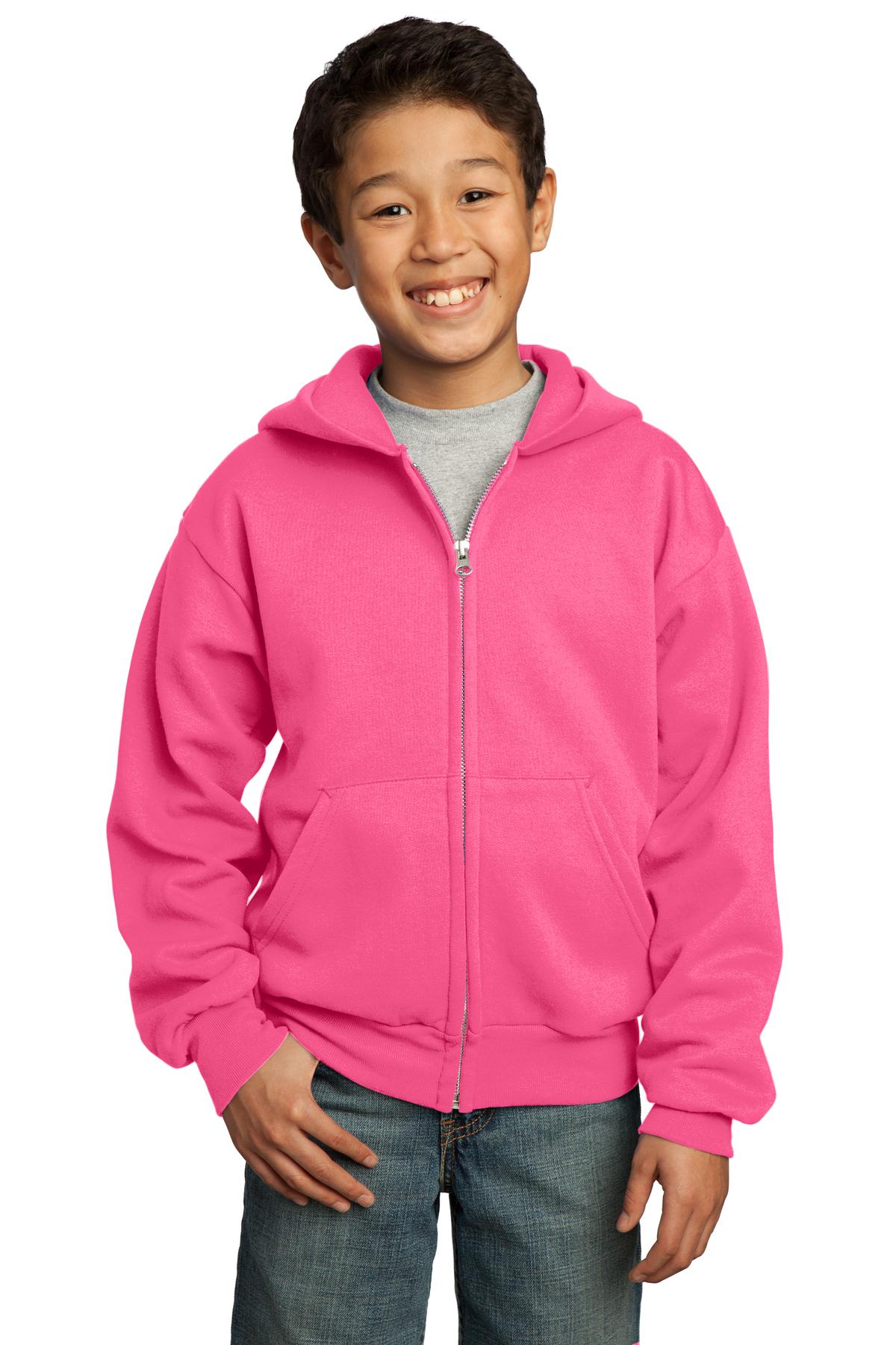 Port & Company ®  - Youth Core Fleece Full-Zip Hooded Sweatshirt.  PC90YZH