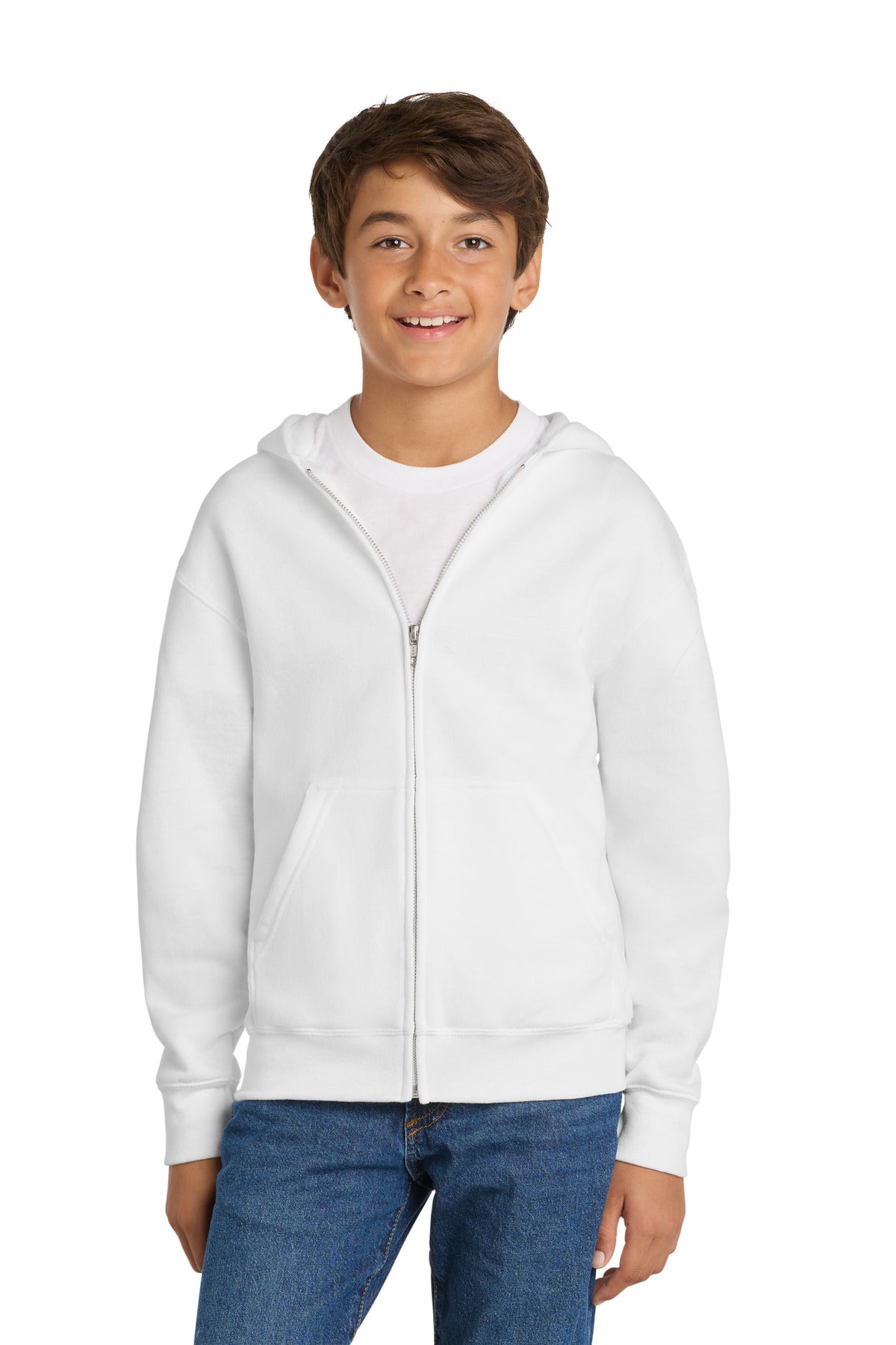 Port & Co Youth Core Fleece Full-Zip Hooded Sweatshirt. PC90YZH