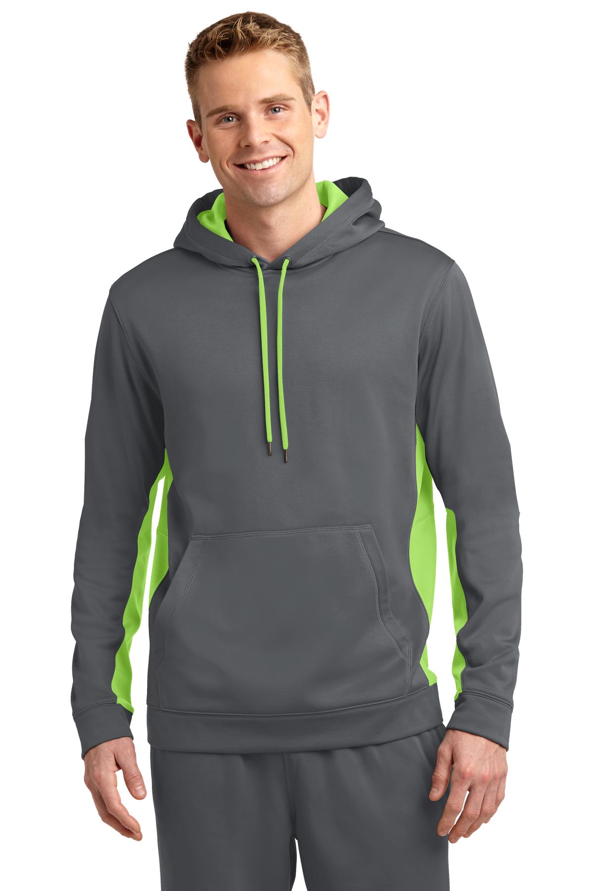 Sport-Tek ®  Sport-Wick ®  Fleece Colorblock Hooded Pullover. ST235