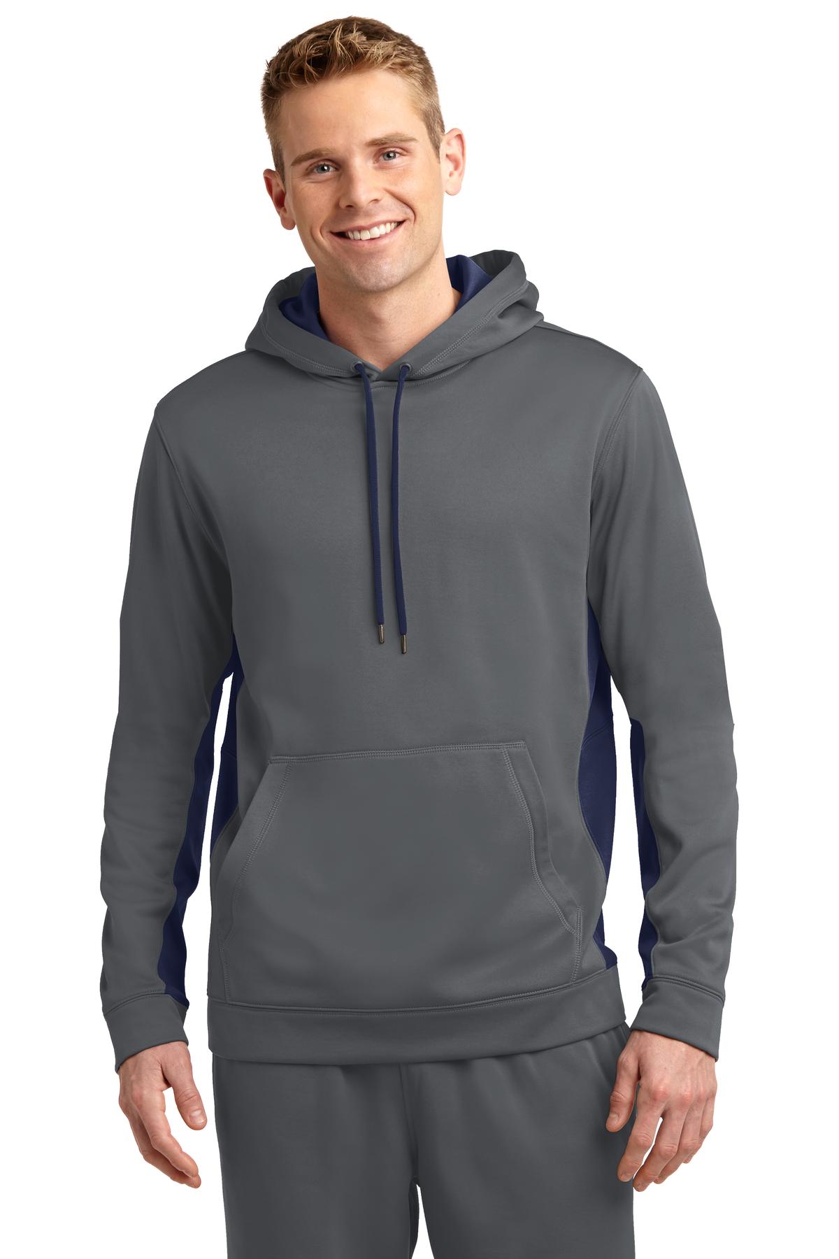 Sport-Tek ®  Sport-Wick ®  Fleece Colorblock Hooded Pullover. ST235