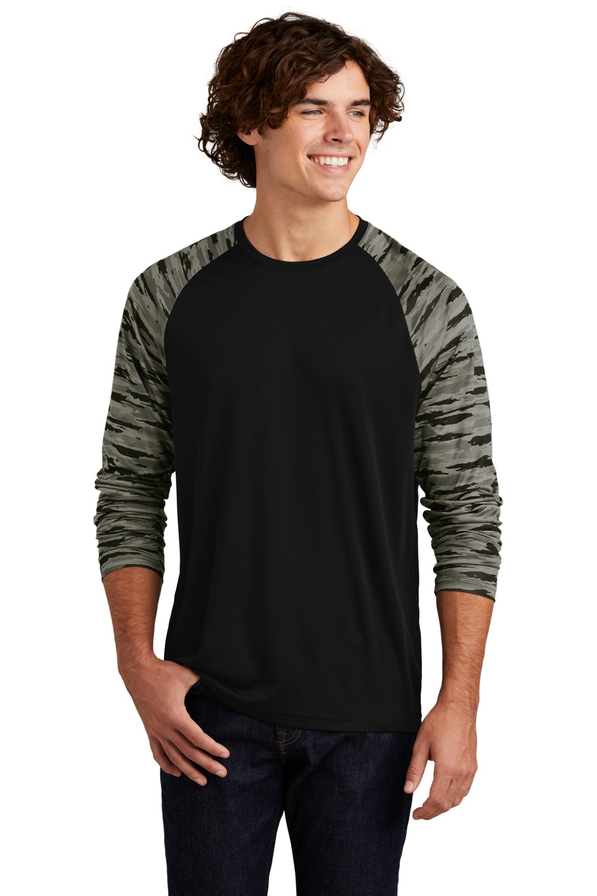 Sport-Tek ®  Drift Camo Colorblock Long Sleeve Tee ST376LS