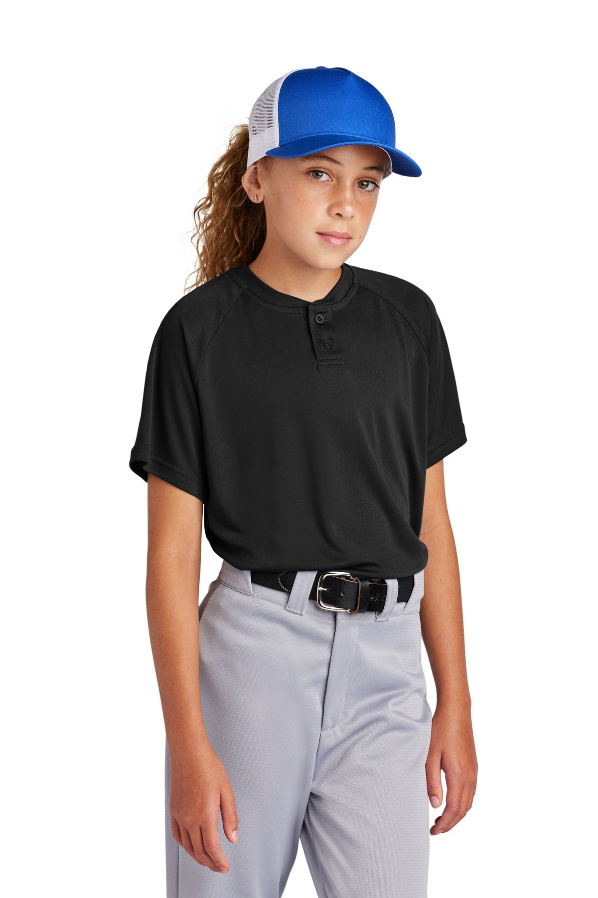 Sport-Tek ®  Youth PosiCharge ®  Competitor ™  2-Button Henley YST359