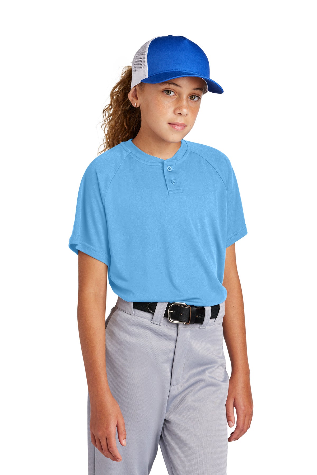 Sport-Tek ®  Youth PosiCharge ®  Competitor ™  2-Button Henley YST359