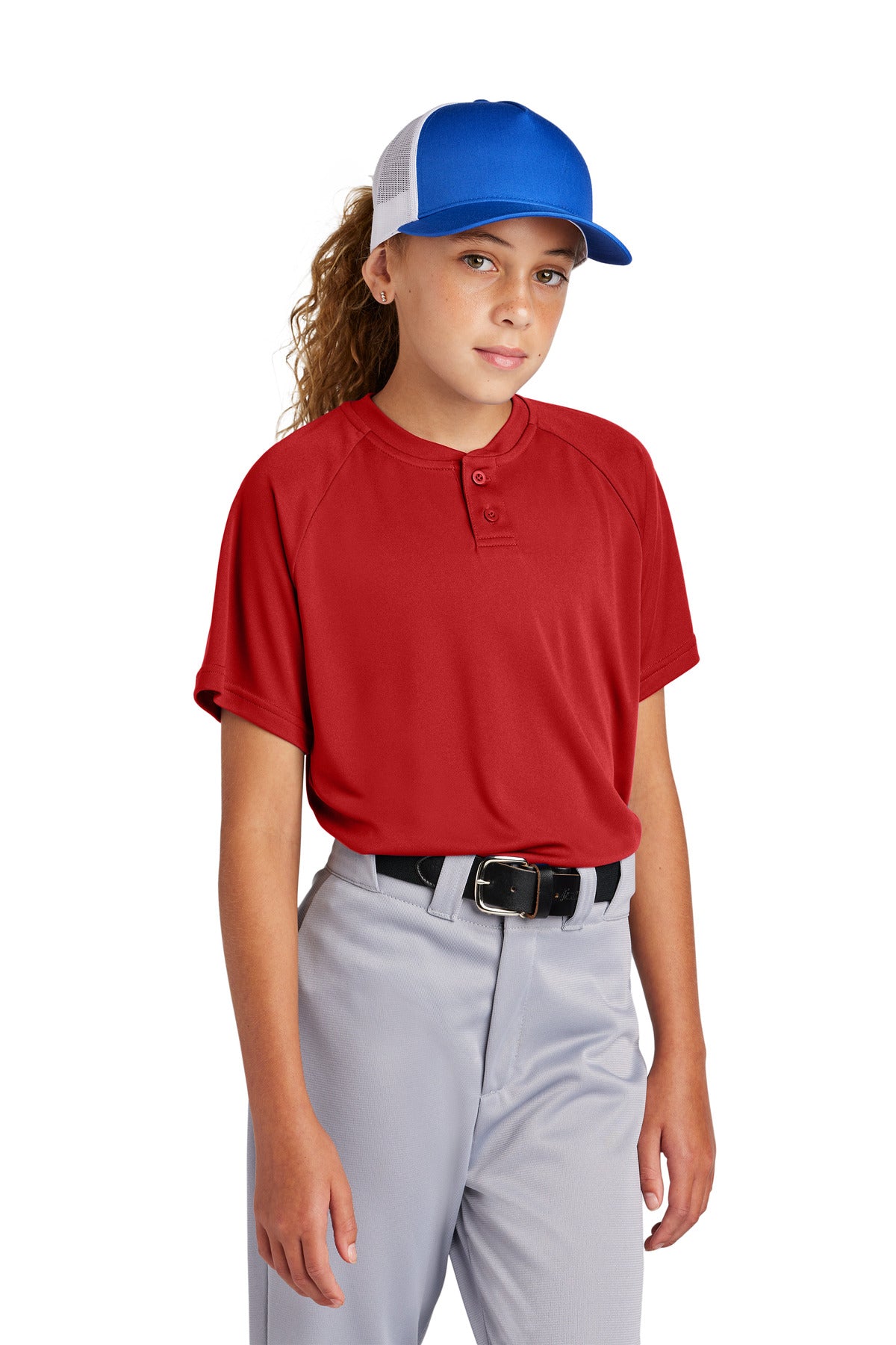 Sport-Tek ®  Youth PosiCharge ®  Competitor ™  2-Button Henley YST359
