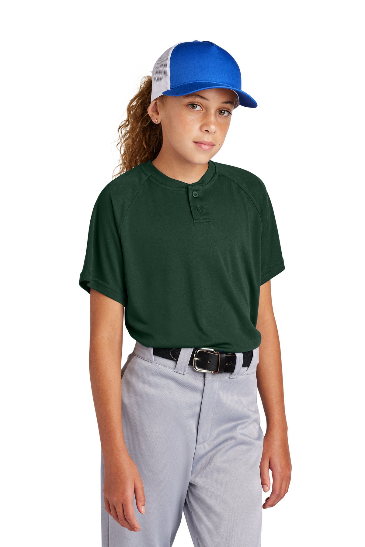 Sport-Tek ®  Youth PosiCharge ®  Competitor ™  2-Button Henley YST359