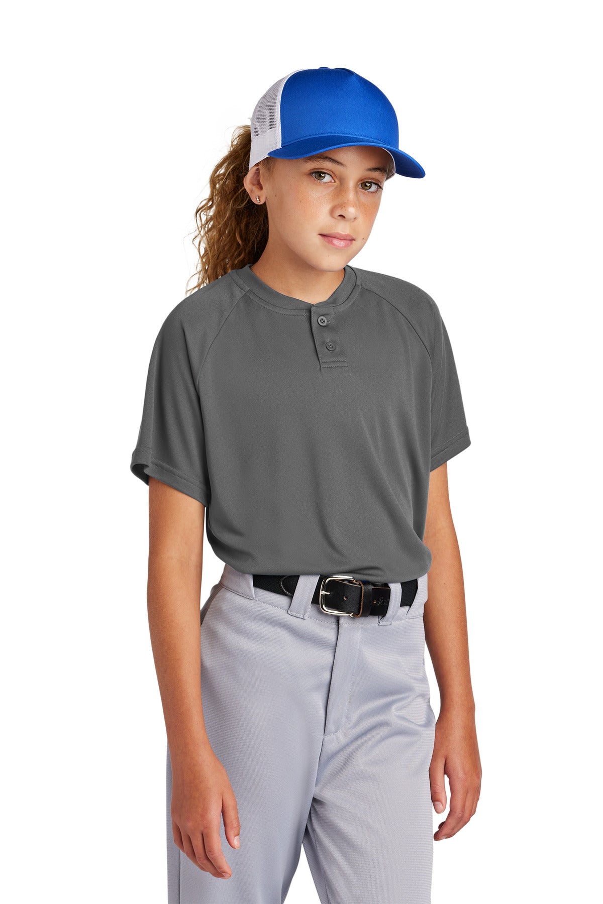 Sport-Tek ®  Youth PosiCharge ®  Competitor ™  2-Button Henley YST359