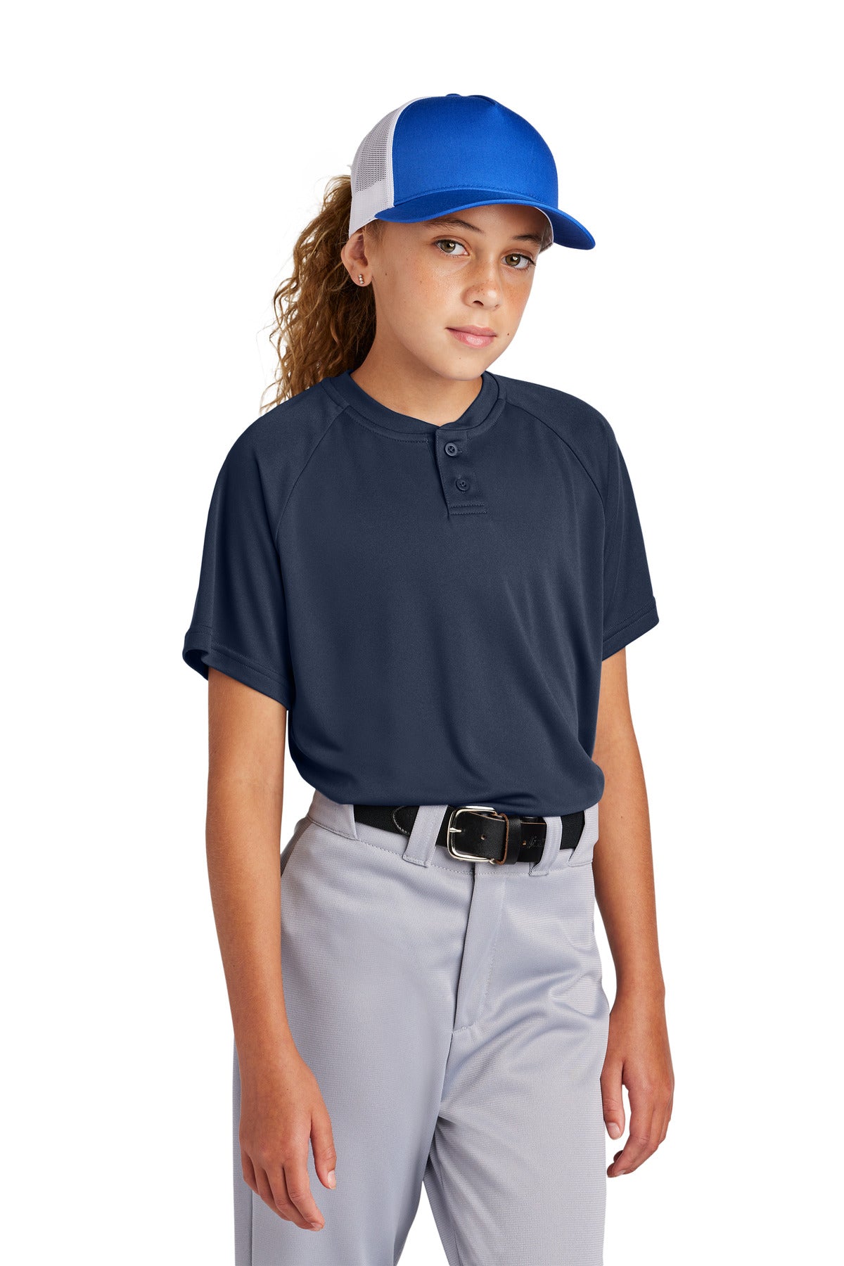 Sport-Tek ®  Youth PosiCharge ®  Competitor ™  2-Button Henley YST359