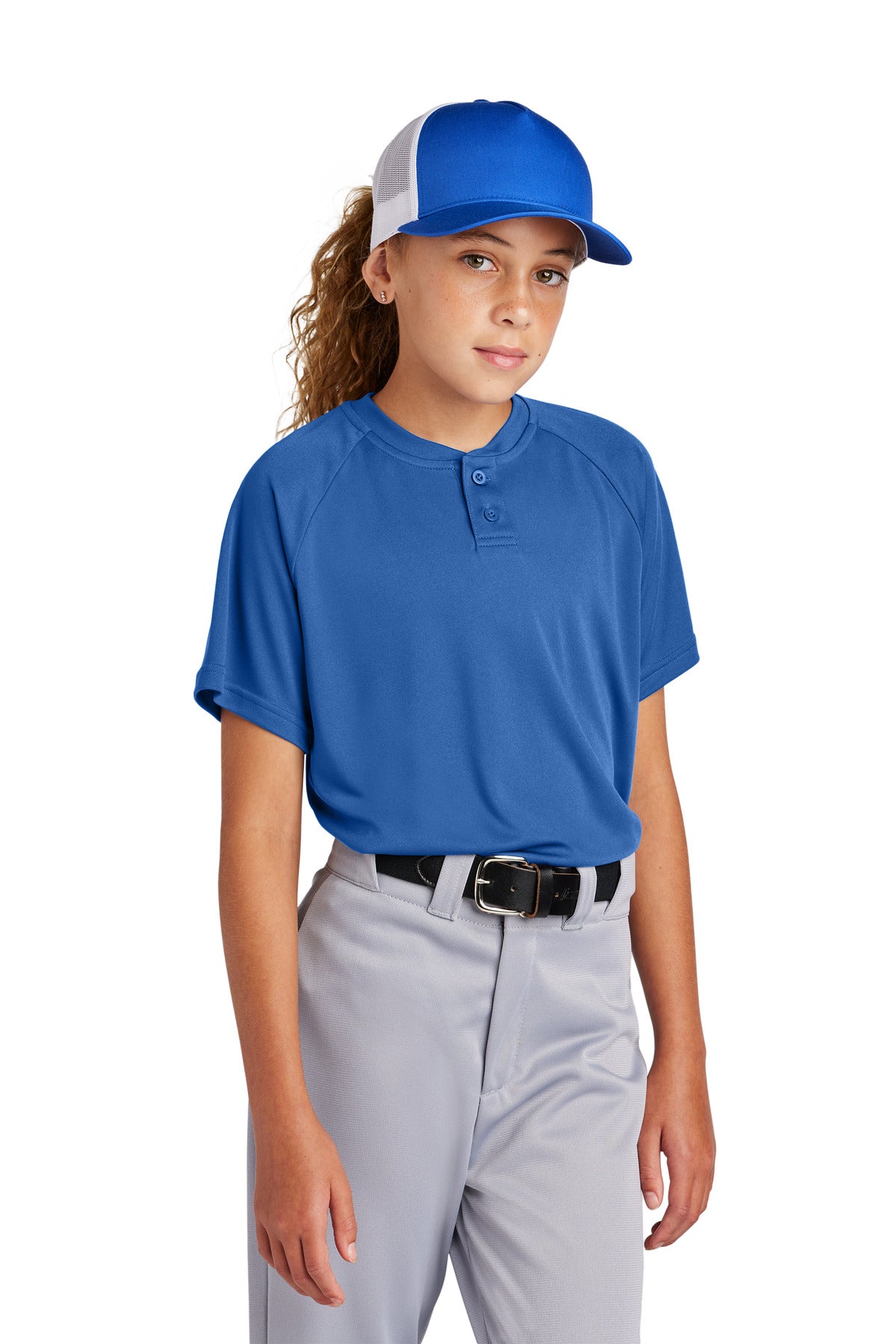 Sport-Tek ®  Youth PosiCharge ®  Competitor ™  2-Button Henley YST359
