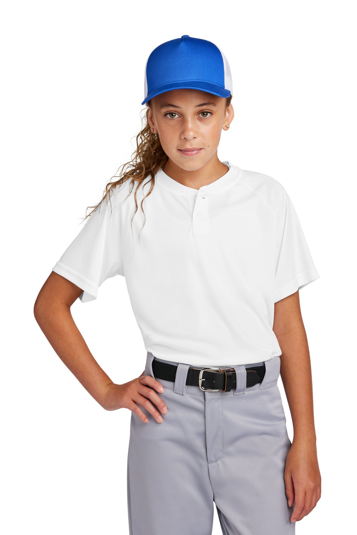 Sport-Tek ®  Youth PosiCharge ®  Competitor ™  2-Button Henley YST359